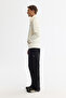 Men's Ecru Stand Collar Cotton Zippered Fleece Regular Fit Sweatshirt A42Y1311 - 3