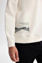 Men's Ecru Crew Neck Cotton Printed Elastane Regular Fit Sweatshirt A42Y1251 - 2