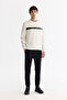 Men's Ecru Crew Neck Cotton Printed Elastane Regular Fit Sweatshirt A42Y1260 - 5