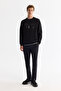 Men's Black Crew Neck Cotton Printed Elastane Regular Fit Sweatshirt A42Y1215 - 7