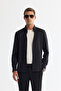 Men's Black Classic Collar Flexible Technical Fabric Slim Fit Shirt A42Y2122