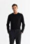 Men's Black Crew Neck Cotton Basic Regular Fit Sweatshirt A42Y1350