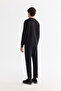 Men's Black Crew Neck Cotton Printed Elastane Regular Fit Sweatshirt A42Y1229 - 4