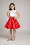 Girl's Red Satin Bow Detailed Mini Flared Skirt - 2