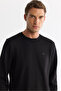 Men's Black Crew Neck Cotton Basic Regular Fit Sweatshirt A42Y1350 - 2