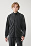 Men's Anthracite Stand Collar Printed Soft Touch Printed Regular Fit Sweatshirt A41Y1225 - 3