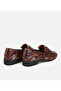 Women's Leather Brown Snake Pattern Classic Loafer - 4