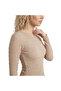 Waffle Texture Long Sleeve Beige Blouse - 7