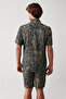 Men's Mink Viscose Patterned Short Sleeve Shirt A31Y2199 - 5