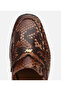 Women's Leather Brown Snake Pattern Classic Loafer - 5