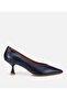 Women's Leather Navy Blue Thin Heeled Stiletto
