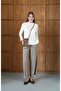 Women's White Crew Neck Long Sleeve Slim Knitwear - 3