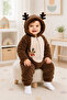Sweet Deer Embroidered Welsoft Plush Hooded Zippered Winter Unisex Baby Romper - 4