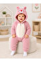 Sweet Teddy Bear Embroidery Patterned Welsoft Baby Romper Hooded Plush Zippered Winter Unisex Baby Romper - 4