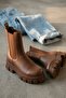 Senni Brown Side Elastic Thick Sole Daily Boots - 2