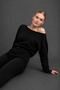 Women's Slim Mercerized Asymmetrical Cut Boat Neck Knitwear Sweater