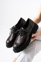 Ravenna Women's Brown Genuine Leather Lace-Up Thick Sole Metal Toe Detailed Oxford Shoes