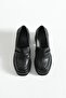 Loftia Women's Black Leather Chunky Heeled Loafer - 3