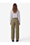 Viscose Blend Regular Waist Barrel Trousers with Cargo Pockets - 3