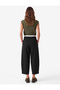Pile Detailed Regular Waist Barrel Pants with Side Pockets - 3