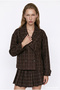 Plaid Double-Breasted Short Jacket Brown - 3
