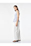 Aerobin Fabric Gathered Waist Accent Crew Neck Sleeveless Peplum Blouse - 3