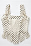 Polka Dot Lace-Up Corset Blouse Cream - 2