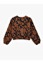 Crew Neck Zippered Viscose Blend Floral Bomber Jacket with Pockets - 6
