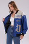 Women's Oversize Printed Leather Biker Coat Zippered Racer Jacket Lined Bomber College Coat - 4