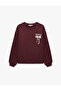 Comfortable Fit Crew Neck Sweatshirt with Bow Print on the Back - 6