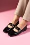 Melora Black Leather Gold Note Accessory Strap Ballerinas - 3