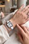 Square Case Leather Cord Women Wristwatch Zircon Stone Baguette Bracelet White-Silver Pl-1484B2 - 2