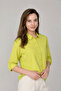 Women's Lime Green Long Sleeve Shirt – Casual Fit Basic Shirt with Folded Sleeves and Buttons - - 5