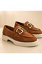 Real Leather Tan Suede Luxury Buckle Detailed Very Comfortable Light Daily Women's Shoes Tkllsl2501 - 8