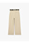 Belted Viscose Fabric High Waist Pleated Wide Leg Pants with Pockets - 7