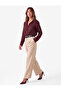 Belted Viscose Fabric High Waist Pleated Wide Leg Pants with Pockets - 2