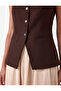 Buttoned Color Block Pocketed Sleeveless Crew Neck Vest Long Dress - 4