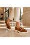 Real Leather Tan Suede Luxury Buckle Detailed Very Comfortable Light Daily Women's Shoes Tkllsl2501 - 5