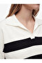 Viscose Blended Long Sleeve Striped Knitwear Polo Collar Sweater - 5