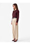 Belted Viscose Fabric High Waist Pleated Wide Leg Pants with Pockets - 3