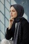 Krep Monogram Patterned Black - Gray Colored 75X195 Non-Shedding Shawl - 3