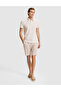 Beige Slim Fit Linen Blend Buttoned Polo Collar T-Shirt 50303867-Vr011 - 4