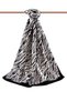 Crepe Geometric Patterned Black - White Colored 75X195 Non-Shedding Shawl - 8