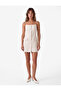 Double Pocket Detailed Buttoned Rope Strap A-Line Mini Linen Dress