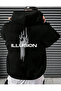 Black Hooded Sweatshirt ILLUSION Back Printed