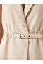 Viscose Blended Belted Double Breasted Collared Sleeveless Long Vest - 5