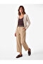 Viscose Modal Fabric Pleated Detailed Pocketed Belted Barrel Trousers