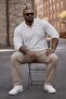 Men's Plus Size Basic White Zippered Sweatshirt - 5