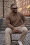 Men's Plus Size Basic Brown Zippered Sweatshirt - 5