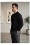 Men's Half Zip Polo Neck Seasonal Sweater Black - 2